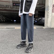 秋季牛仔裤男直筒宽松韩版潮流潮牌九分休闲长裤子6110-P50，男装牛仔裤，电商A318