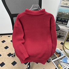 港风秋款男POLO领针织衫半高领单排扣毛衣线衣外套M0211P50，男装Polo衫，星座1013-1