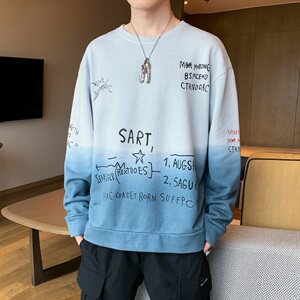 渐变色卫衣男情侣装2021新款韩版宽松外套潮流百搭上衣DF17T