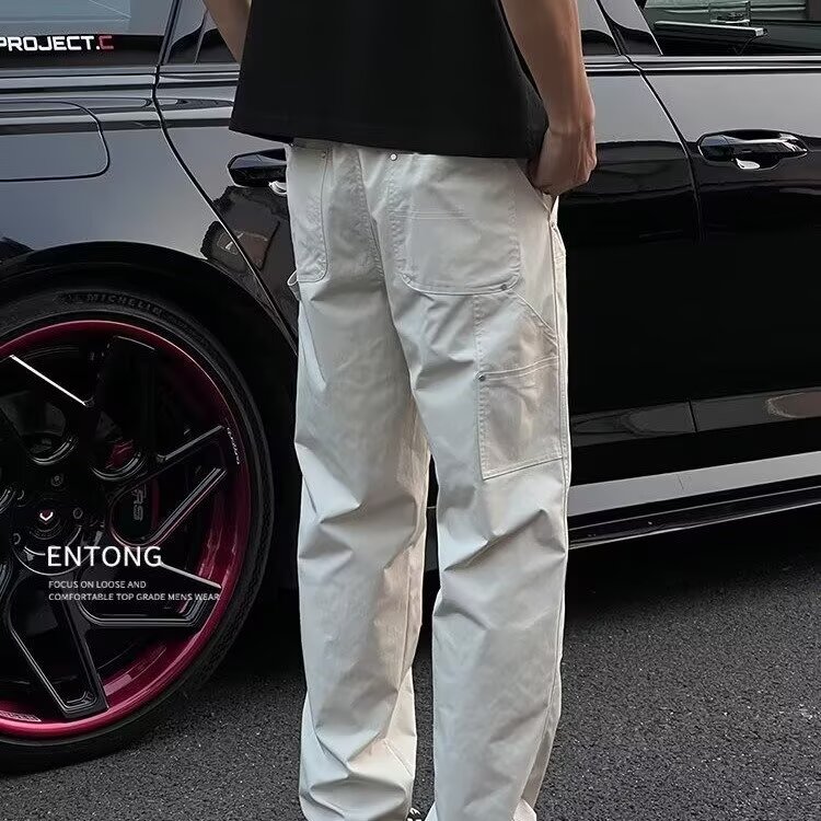 1506/QC660/P54休闲裤字母绣标拼接设计单褶皱户外运动伞兵裤,男装休闲裤,星座1506