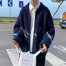 新款针织外套男秋冬款毛衣ins开衫上衣潮流百搭M1323-P45，男装针织衫/毛衣，星座910-5