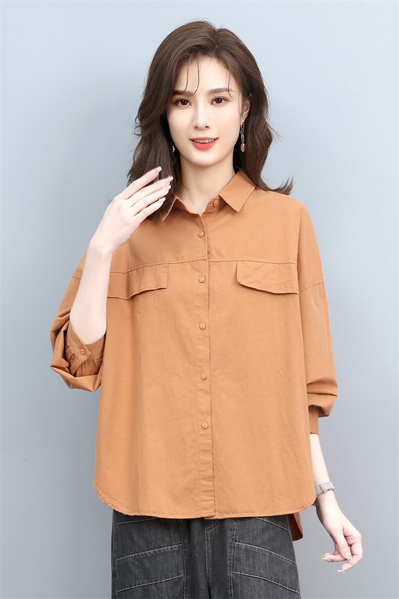 短外套女春秋2022年新款中年妈妈休闲大码衬衫休闲棉麻短款衬衣,女装衬衫,叶笙衣