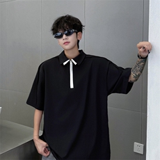 男士夏季冰丝凉感透气短袖衬衫美式青春拼色拼接设计感衬衫T恤，男装衬衫，电商B319