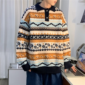 毛衣男冬季潮牌套头加厚打底针织衫拼接保暖宽松线衣外套3118/P60图片