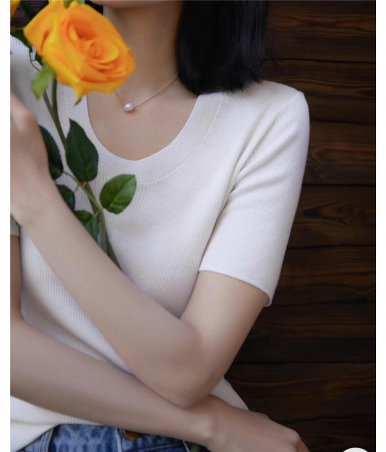 t恤短袖2025新款女装时尚百搭洋气减龄显瘦修身上衣夏季,女装T恤,美轩羊绒