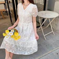 真丝绉连衣裙,女装连衣裙,天使公主