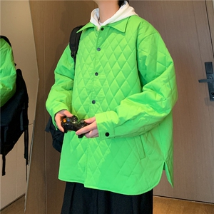 MY8158/P85秋冬新款菱形格轻薄棉衣宽松外套男女棉衬衣薄棉外套图片