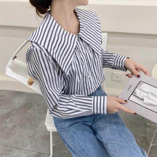 春款条纹衬衫，女装衬衫，DM(4F)