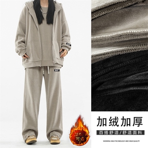 潮牌加绒加厚新款卫衣卫裤三件套外套SJT861-特批176加绒特批206图片