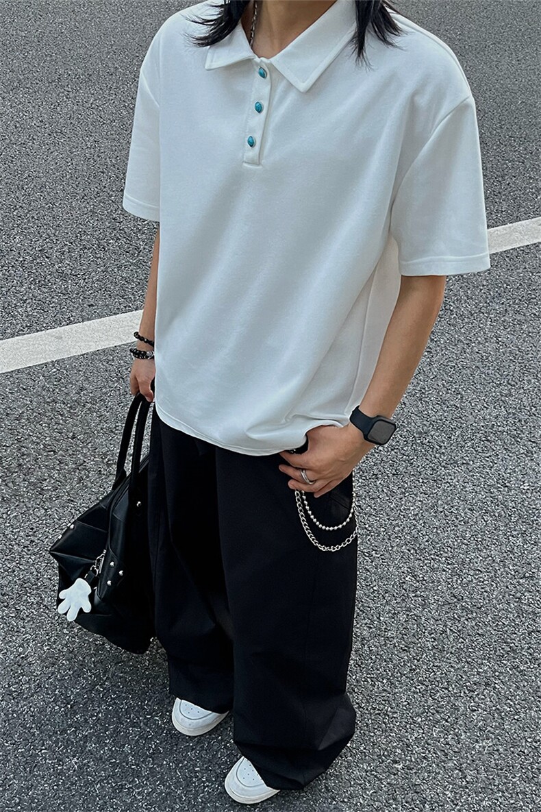 夏装新款绿松石扣子翻领重磅短袖T恤夏季男装半袖POLO衫S426特28,男装Polo衫,电商A233-1