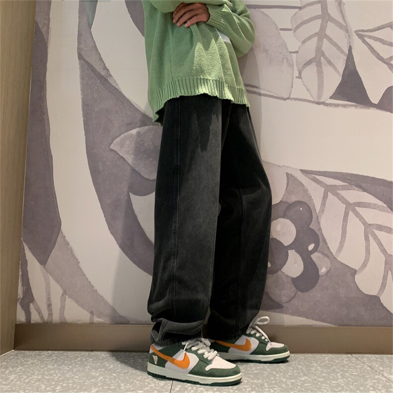直筒牛仔裤美式复古阔腿裤高街宽松休闲长裤N05051-P40,男装牛仔裤,星座308B-1
