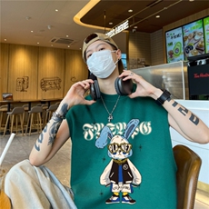 华夫格背心直播高品质重磅220克卡通兔印花HB796-P25控38，男装背心/马甲，星座508（原C305）