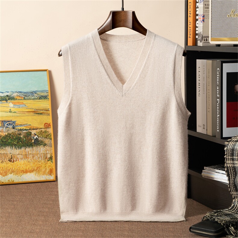 2025年秋季新款百搭V领无袖套衫背心，男装羊绒背心，星纬羊绒