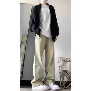 B221高街美式ins纯色百搭男女同款直筒牛仔裤LK22048-P55控78,ins博主穿搭气场图片