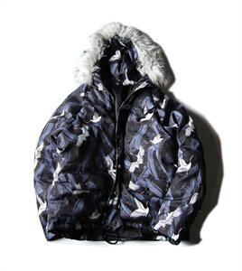 冬季韩版国潮仙鹤满印情侣棉衣宽松加厚棉服男外套Y05-P130图片