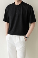 夏打底衫纯色亨利领纯色圆领T恤短袖轻熟风A236-82559-特P38，男装T恤，电商A236