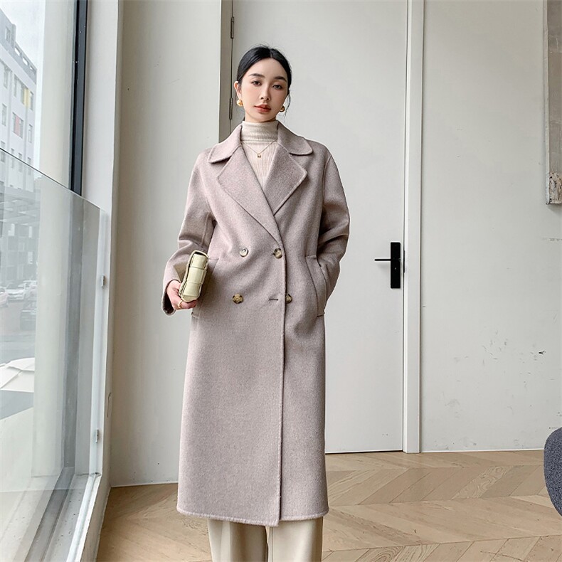 2024年秋季高端百搭温柔保暖时尚双面呢羊毛大衣，女装双面呢大衣，荣图大衣