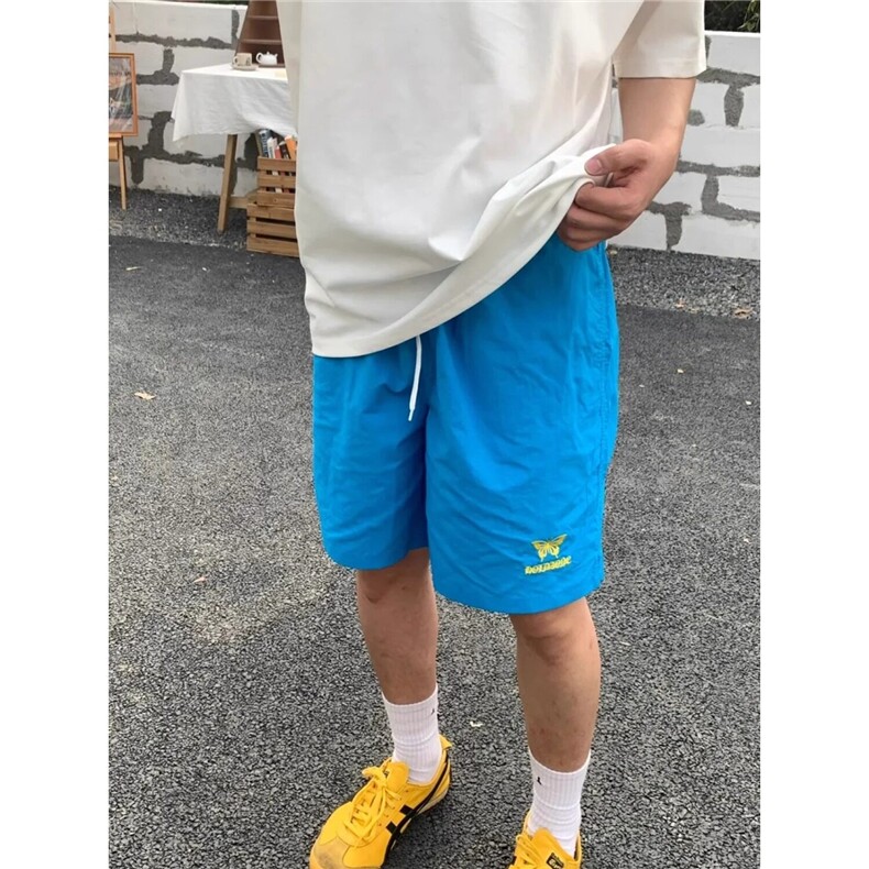 美式复古运动短裤男夏季轻薄蝴蝶刺绣宽松休闲直筒五分裤D9014,男装牛仔裤,星座1116A（原606A-3）