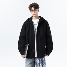 秋季新款连帽宽松呢料夹克外套时尚百搭休闲上衣J7351-特价P55，男装夹克，电商A007