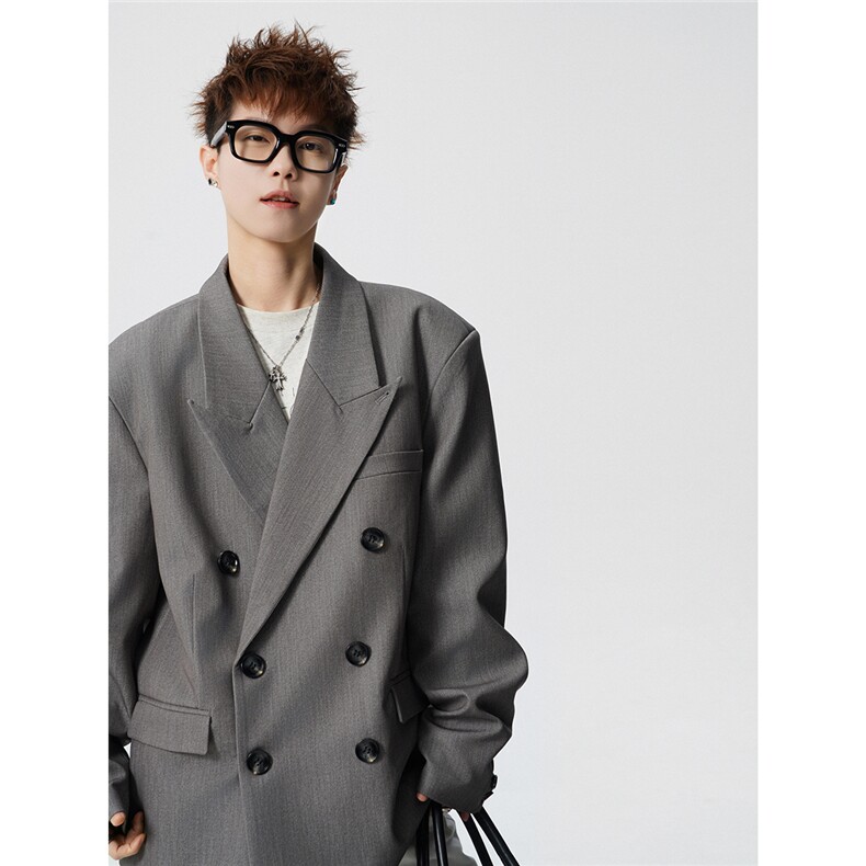 双排扣大码M-5XL西服男成分96%聚酯纤维4%氨纶XF78127P85控128，男装西服，星座227-7
