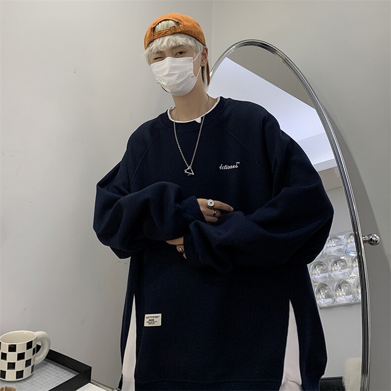 假两件卫衣男春秋季2024新款美式休闲刺绣宽松撞色拼接W021/P48,男装卫衣,星座506