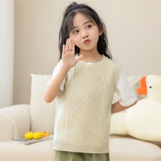 儿童羊毛马甲男童女童秋冬新款保暖背心宝宝针织毛衣外套韩版洋气，童装马夹/背心，冰晶童装