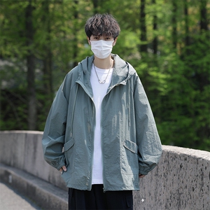 夏季薄款连帽防晒衣男ins潮牌宽松外套港风潮流夹克F0592-P43图片