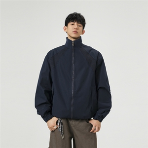 美式罗纹拼接袖子褶皱大码M-5XL教练夹克男JK78056P69控105图片