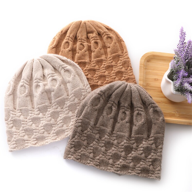 羊毛帽子女士秋冬季编织针织帽保暖洋气毛线帽显脸小卷边堆堆帽，帽子，九月九羊绒