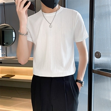 冰丝轻熟风夏季新ins潮流纯色针织衫男短袖T0542-P28，男装T恤，星座308B-2