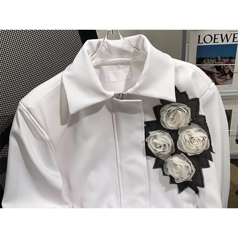 2024冬季新款暗黑纱网玫瑰花朵夹克休闲宽松夹克外套W6292-P91,男装夹克,星座412-2