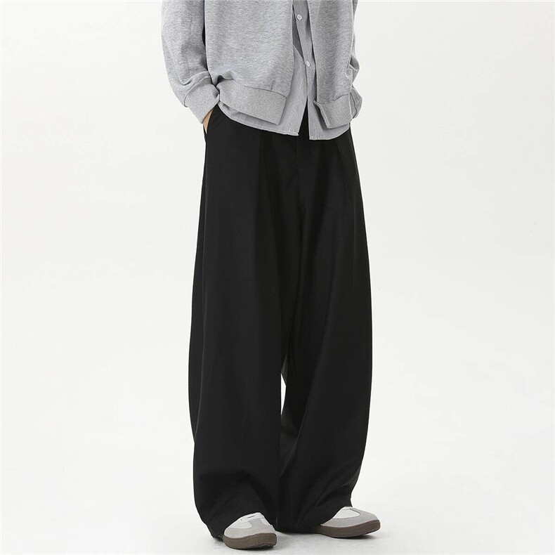 复古垂感双褶休闲西裤男女宽松直筒cleanfit阔腿裤子D510/特P55，男装西裤，星座206（原A221）