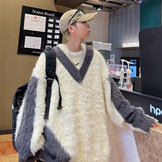 撞色海马毛毛衣男秋冬新款高街针织衫美式小众宽松外套55644-p65，男装针织衫/毛衣，星座1008-1