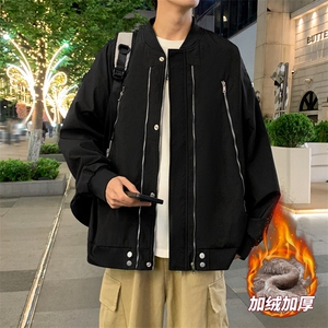 AJ220-P85冬季加绒加厚棒球领飞行夹克防风防水棉衣外套图片