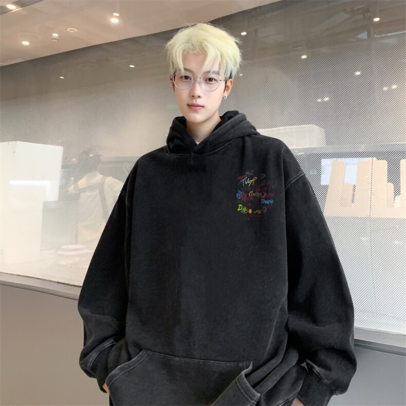 美式潮牌重磅水洗做旧连帽卫衣力推大码男XZ517A-2-Y7742-P68,男装卫衣,星座517A-2