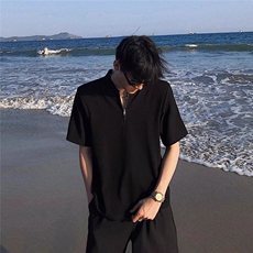 Q35/P33山本耀司小众设计高领冰丝暗黑t恤男半袖控短袖，男装T恤，星座1506