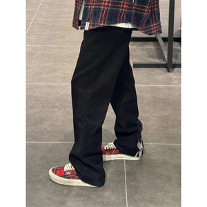 骷髅手爪刺绣牛仔裤男秋冬款修身显瘦cleanfit裤子美式微喇直筒裤图片