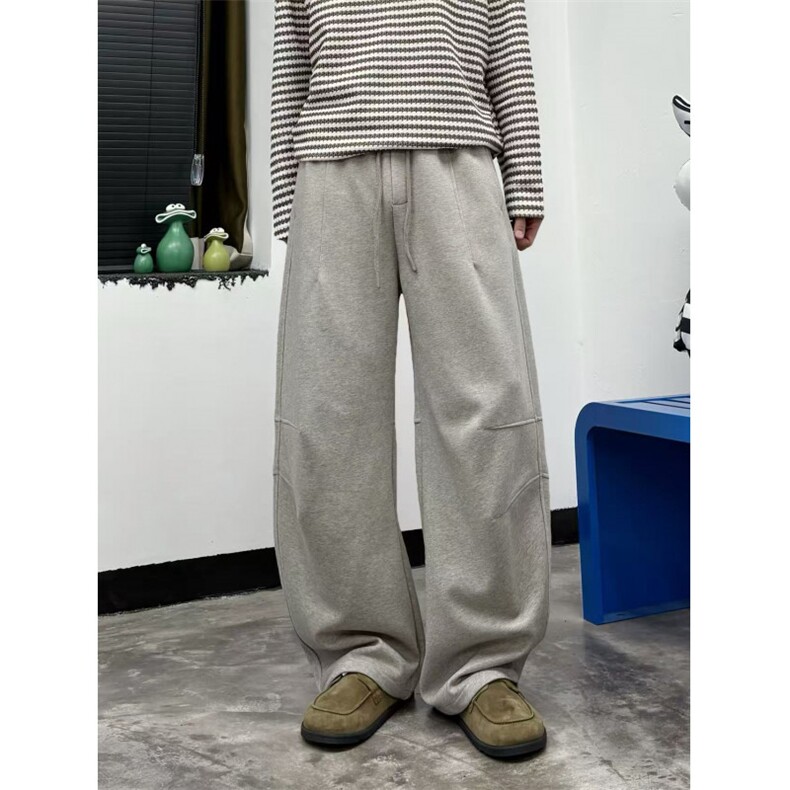 高品质秋季弯刀卫裤男宽松拖地阔腿休闲长裤K2505特P65加绒75，男装休闲裤，电商A009A（原A058A）