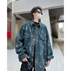 欧美高街牛仔外套男复古设计感宽松夹克衫春痞帅上衣JK08862-P60，男装夹克，星座308B-1