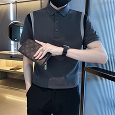 2023高品质拼接撞色夏季短袖翻领Polo衫短袖T恤T0258-P55，男装T恤，电商D342