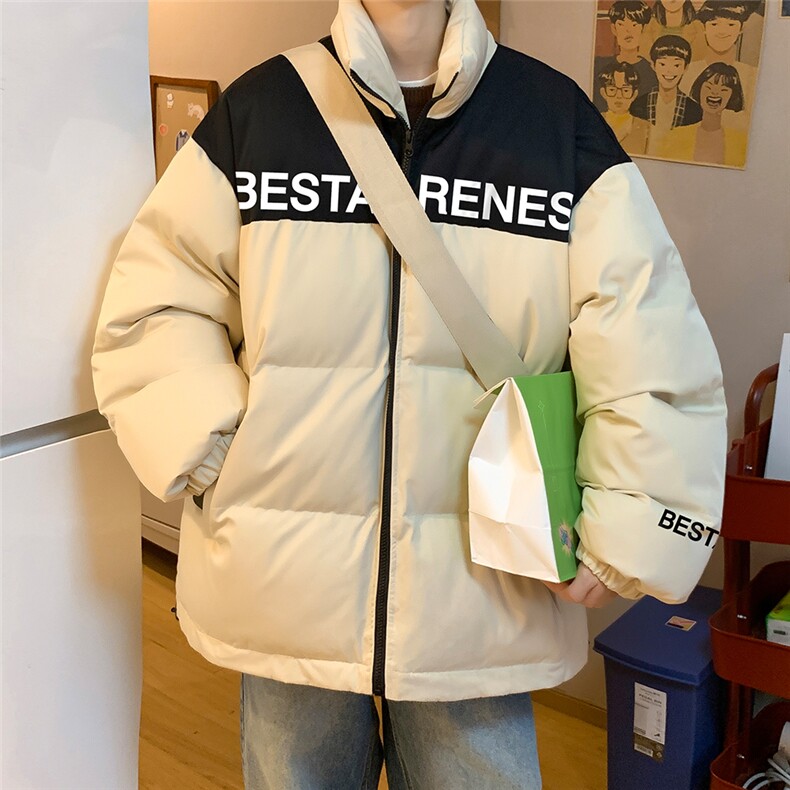 冬宽松加棉撞色简约字母北面棉衣棉服外套MY6253特价P85控138,男装棉衣,电商A268A