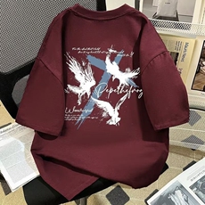 纯棉美式夏季闪电爪痕印花短袖t恤男女宽松oversize学生上衣，男装T恤，星座218-8