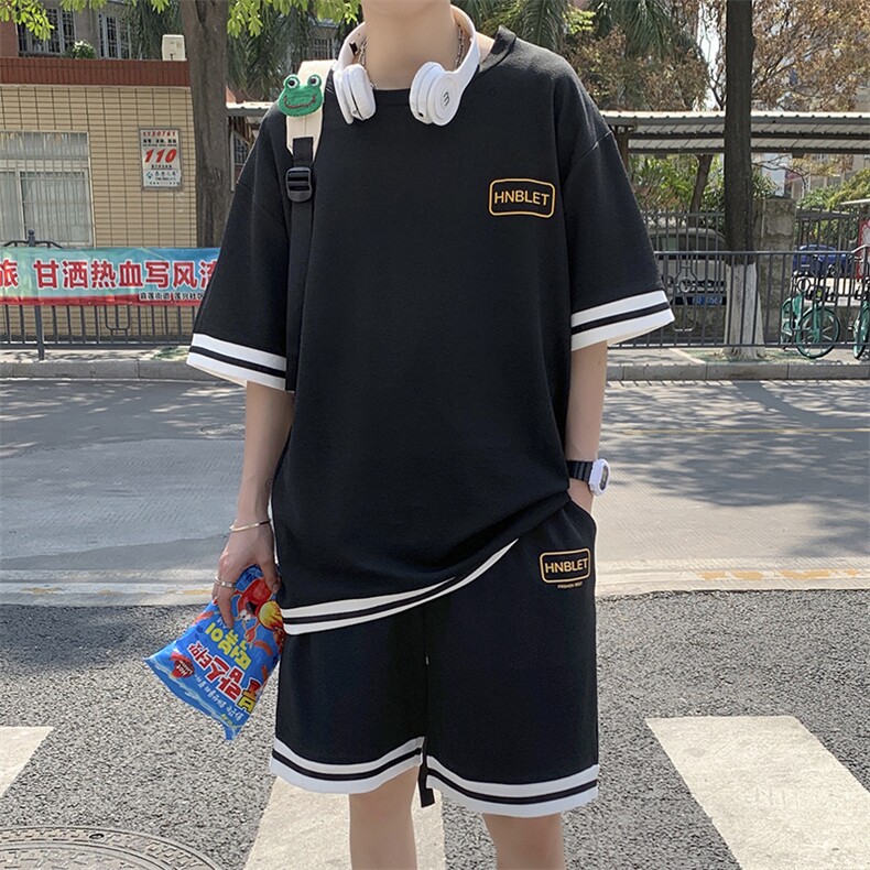 夏季短袖套装宽松休闲两件套潮流潮牌运动服A161-TZ01-P45图片