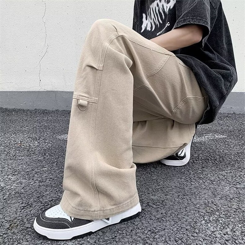 夏季美式复古潮流直筒休闲裤高街潮牌工装裤男阔腿裤K7030-P49,男装牛仔裤,星座512-4