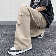 夏季美式复古潮流直筒休闲裤高街潮牌工装裤男阔腿裤K7030-P49，男装牛仔裤，星座512-4