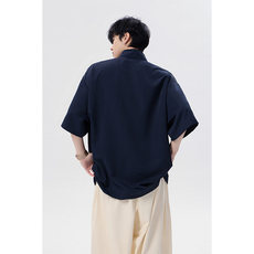 B225-C8818-复古工装短袖衬衫透气冰丝外套-聚酯纤维现货，男装衬衫，电商B225