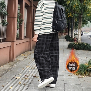 加绒卫裤 肌理感格纹休闲裤男2025 搭配卫衣毛衣日系裤子1030/P55图片