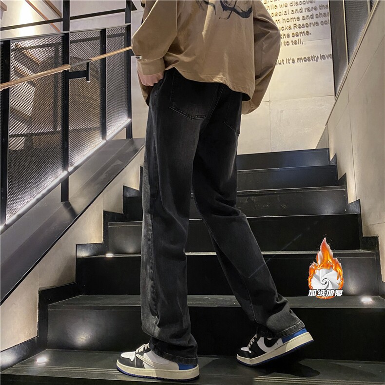 抖音品质加绒高街直筒水洗泥巴黄牛仔裤B315-K23252JR-P60控78,男装牛仔裤,电商B315