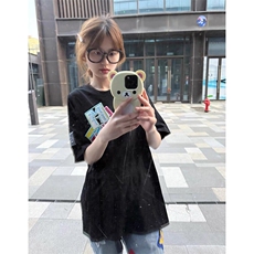 万针全刺绣工艺抖音得物高品质260克重磅纯棉双纱美式高街短袖T恤，男装T恤，电商A486
