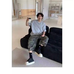 短袖男春夏季新款简约宽松套头休闲美式潮字母印花圆领T恤痞帅图片